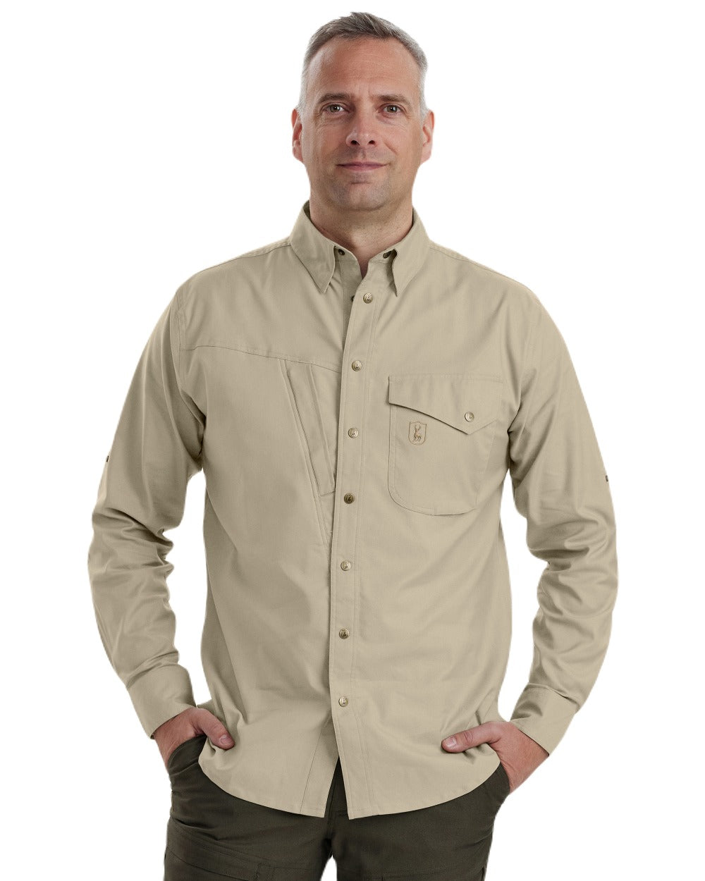 Beige coloured Deerhunter Matobo Shirt on white background