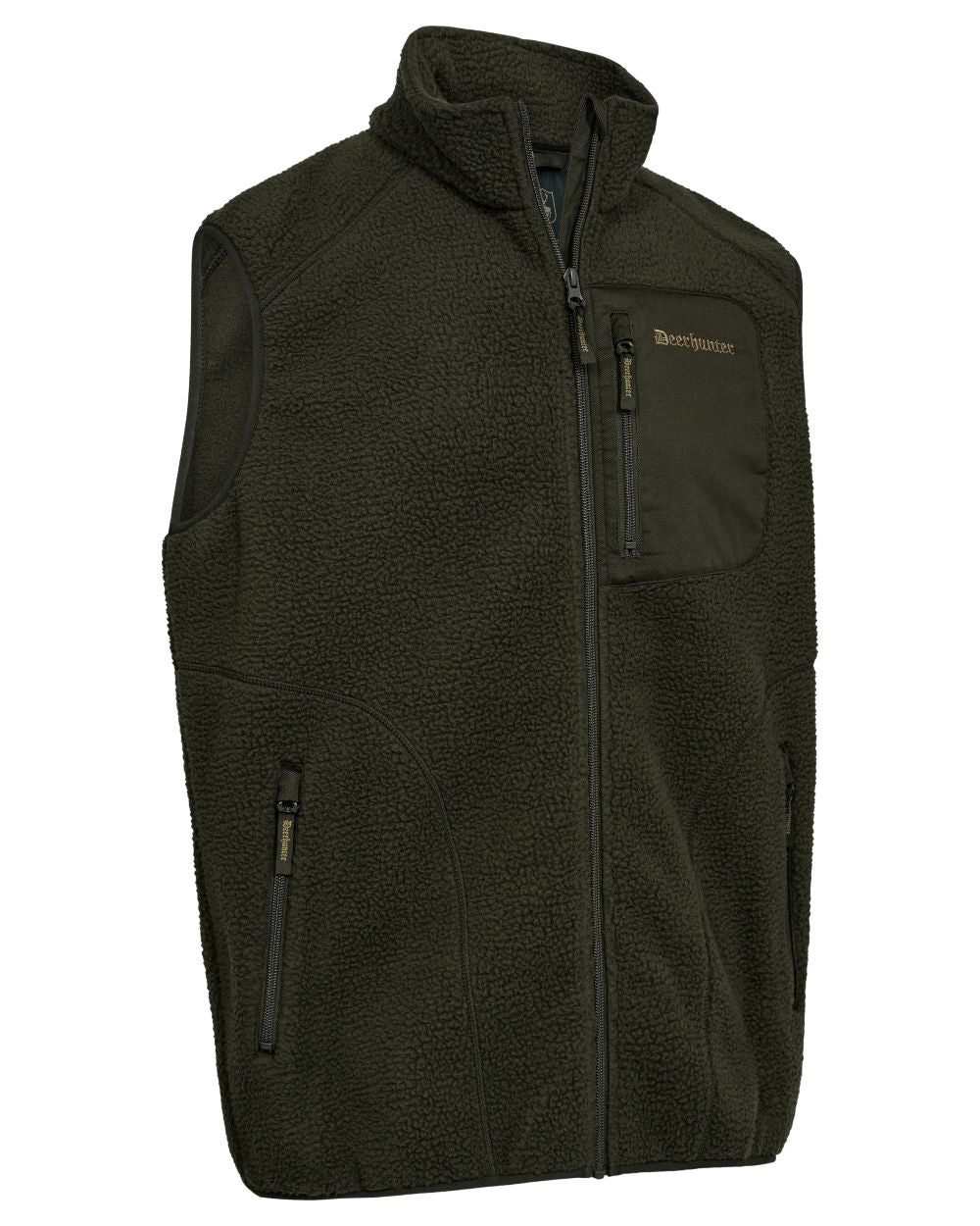 Forest Green coloured Deerhunter Mens Atlas Fleece Waistcoat on white background