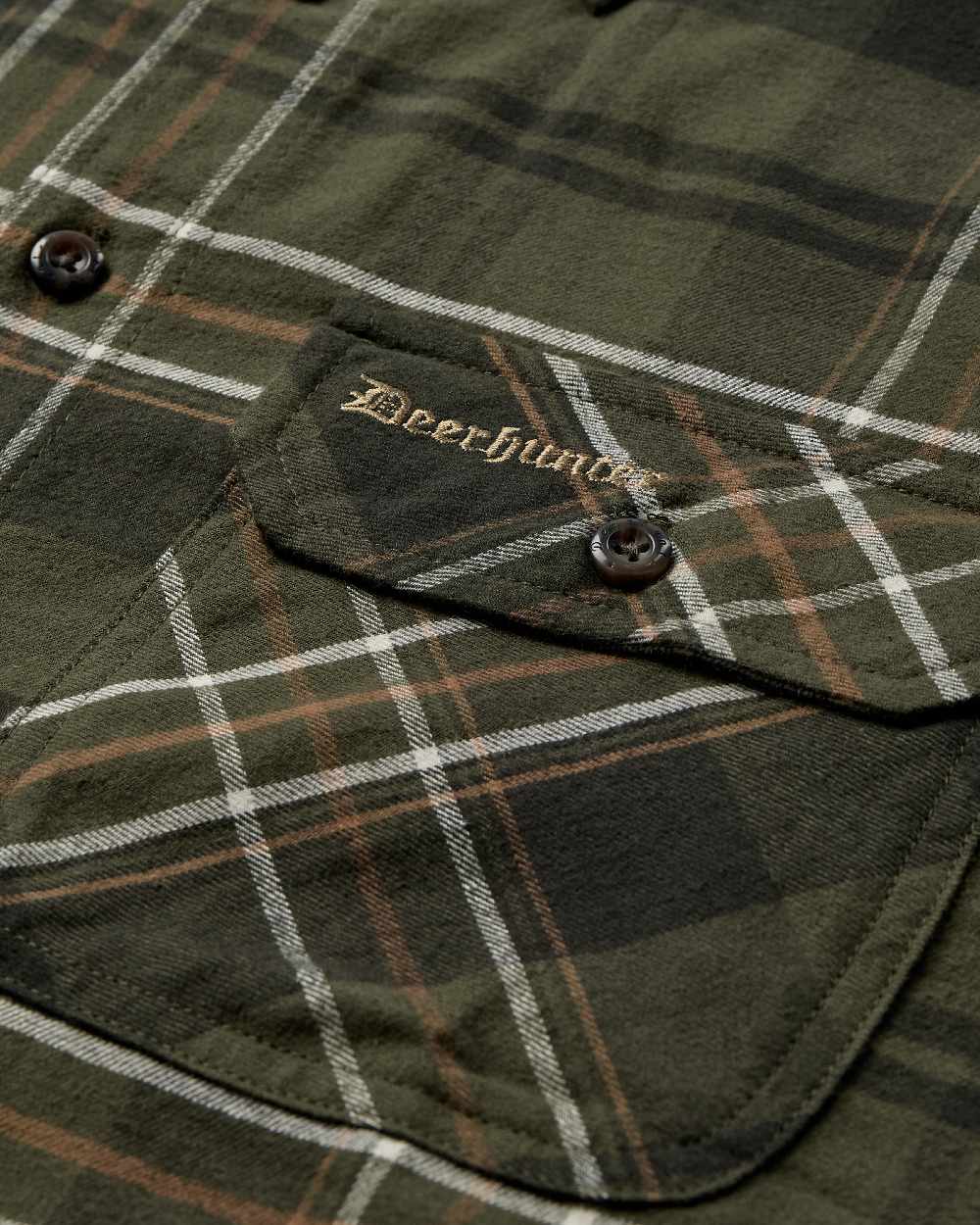 Green Check Coloured Deerhunter Mens Caleb Shirt on white background