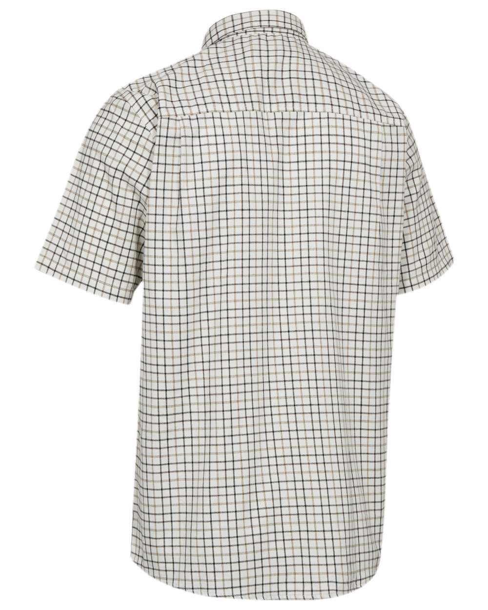 Beige Check Coloured Deerhunter Mens Gavin Short Sleeve Shirt on white background