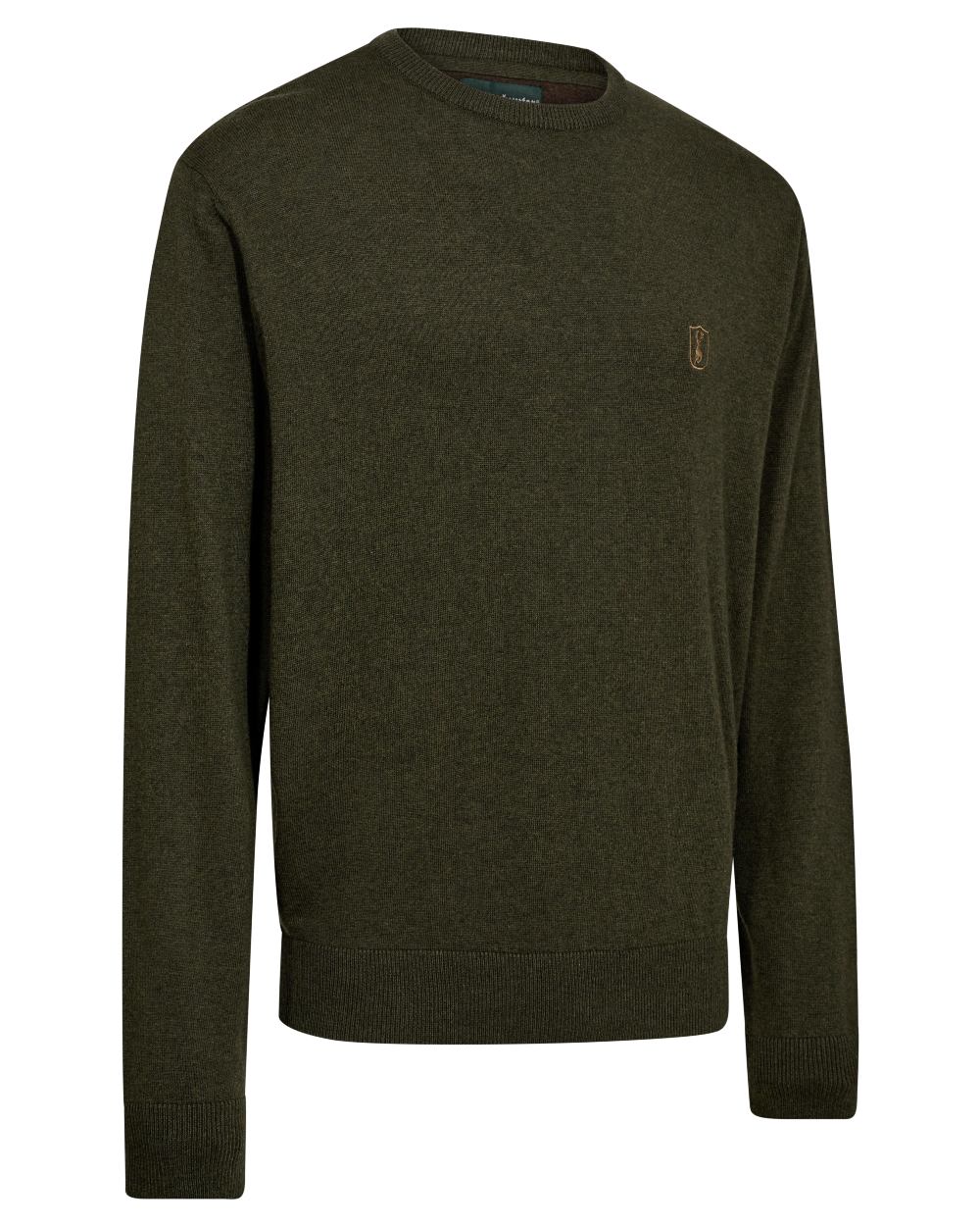 Forest Ember Melange coloured Deerhunter Mens Harrington O-Neck Knit Pullover on white background