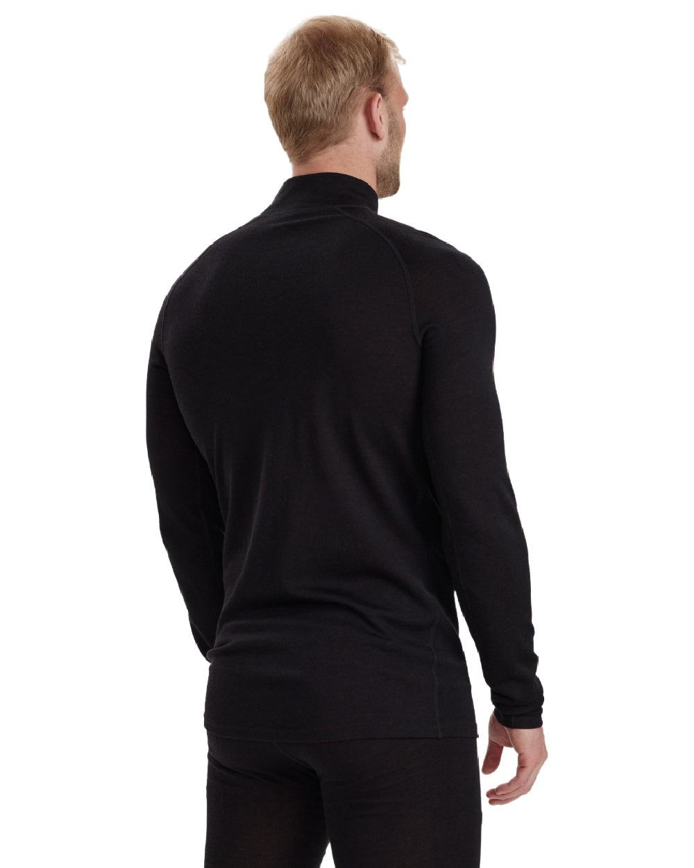 Black Oak coloured Deerhunter Mens Quinn Merino Half Zip Undershirt on white background