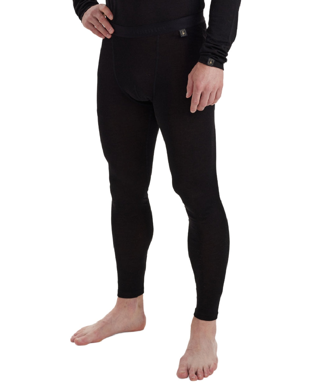 Black Oak coloured Deerhunter Mens Quinn Merino Long Johns on white background