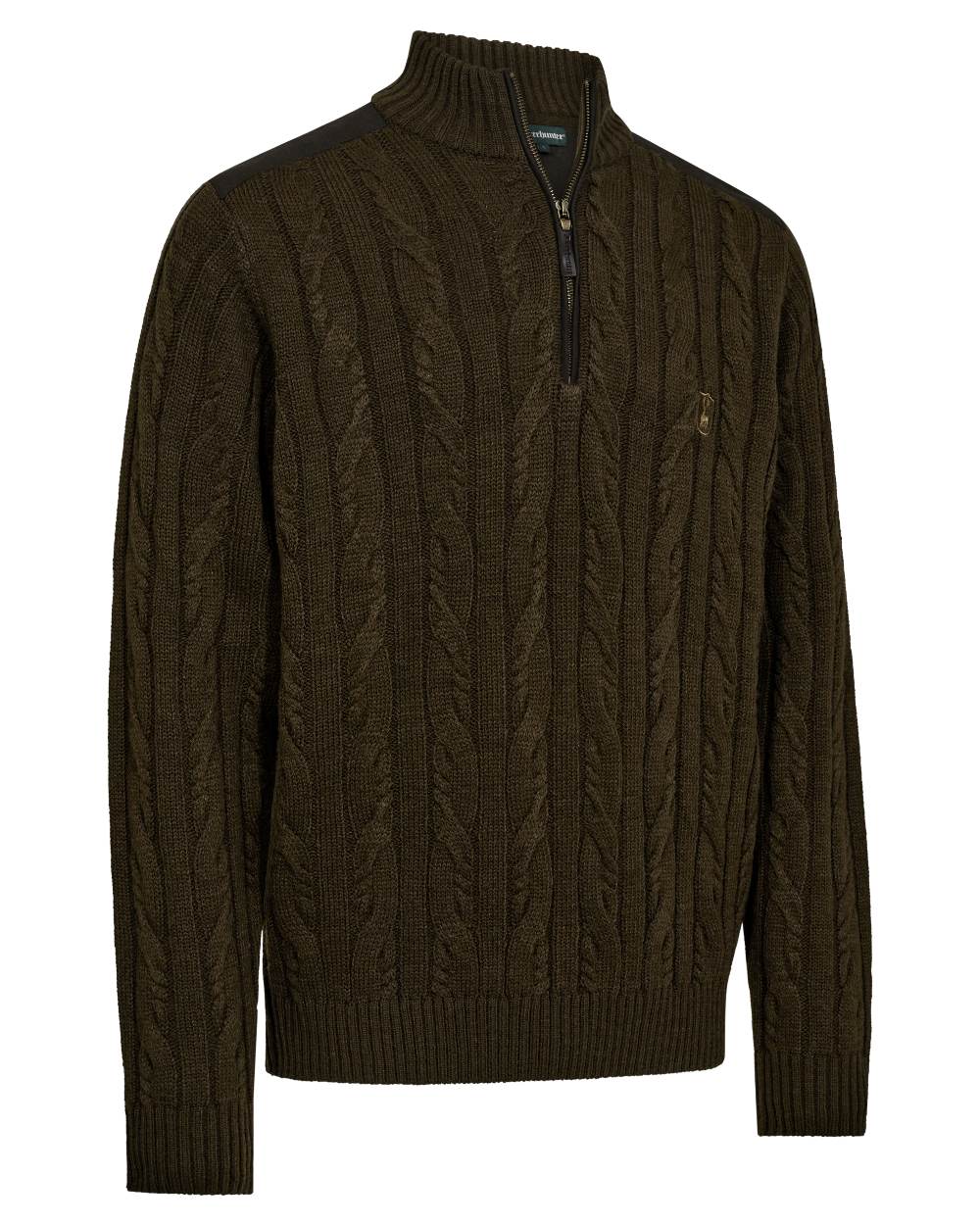 Art Green coloured Deerhunter Mens Randall Half Zip Knit Sweater on white background