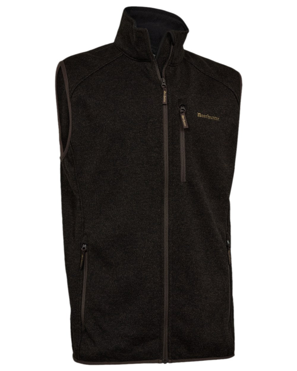 Brown Leaf Coloured Deerhunter Moor Knitted Waistcoat on white background