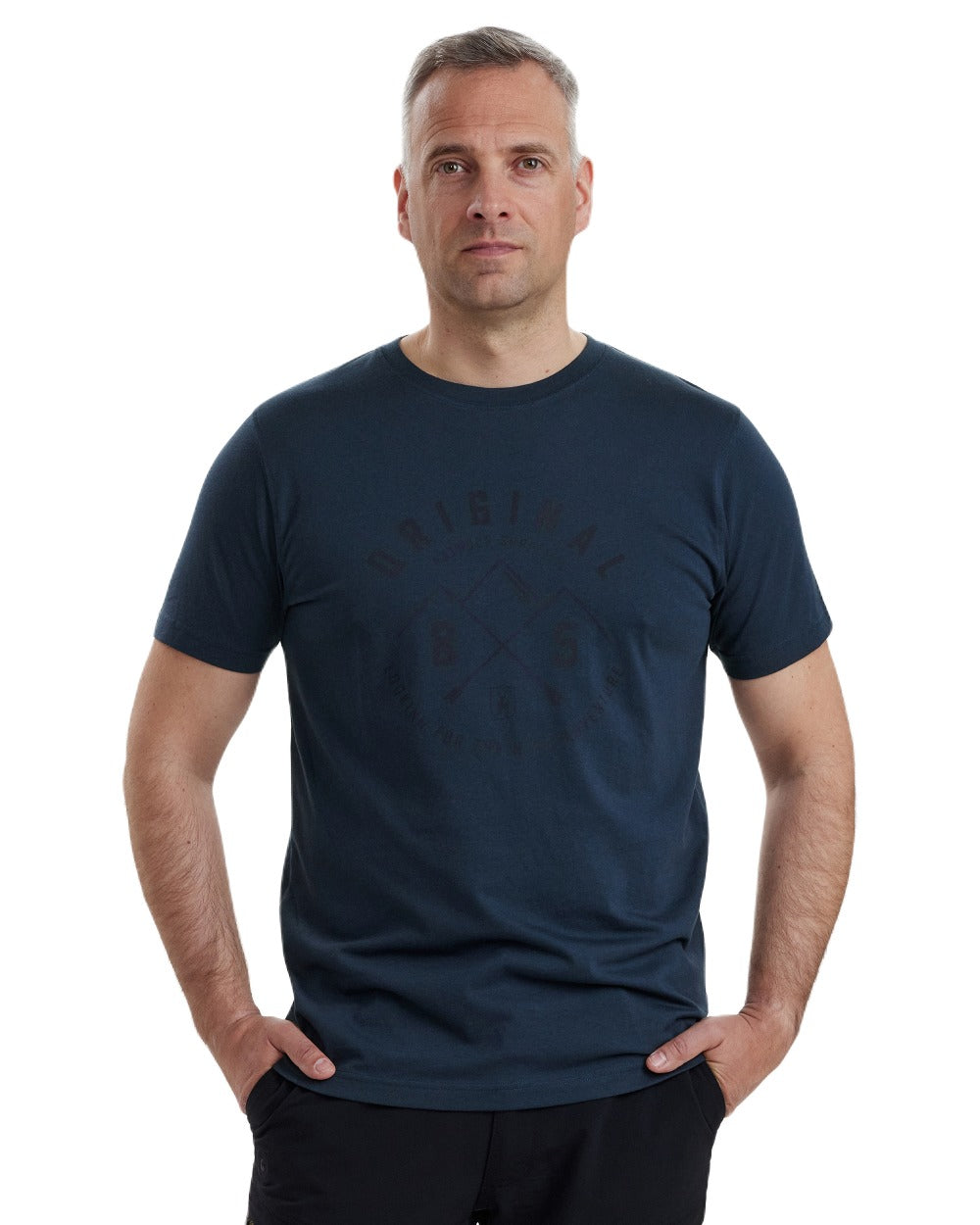 Dark Blue coloured Deerhunter Nolan T-Shirt on white background