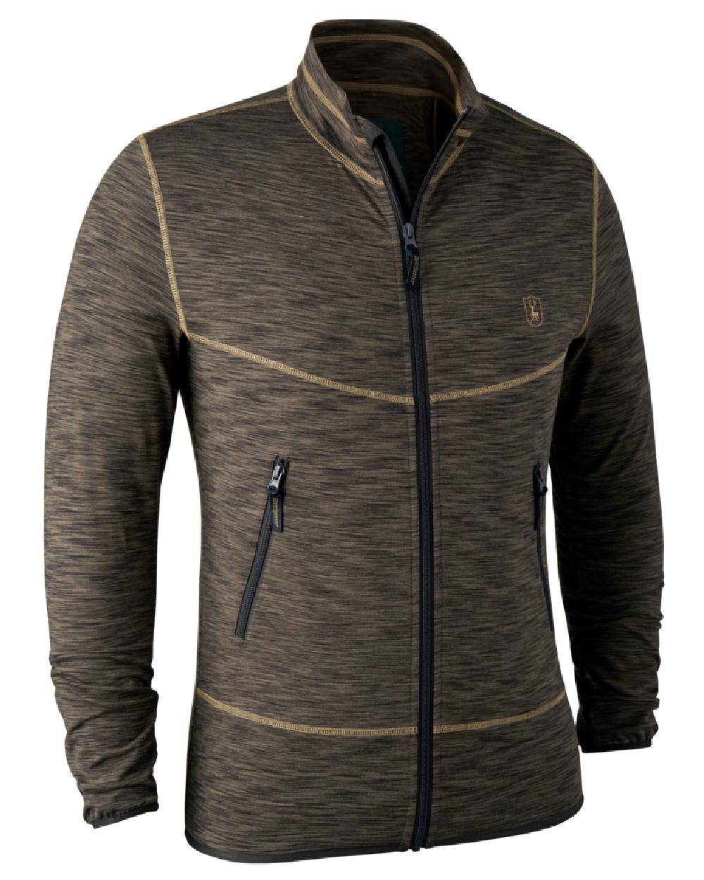 Brown Melange coloured Deerhunter Norden Fleece Jacket on white background