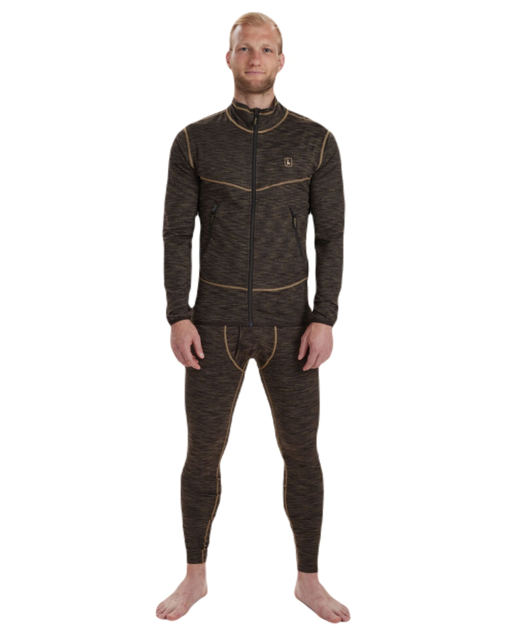 Brown Melange coloured Deerhunter Norden Fleece Jacket on white background