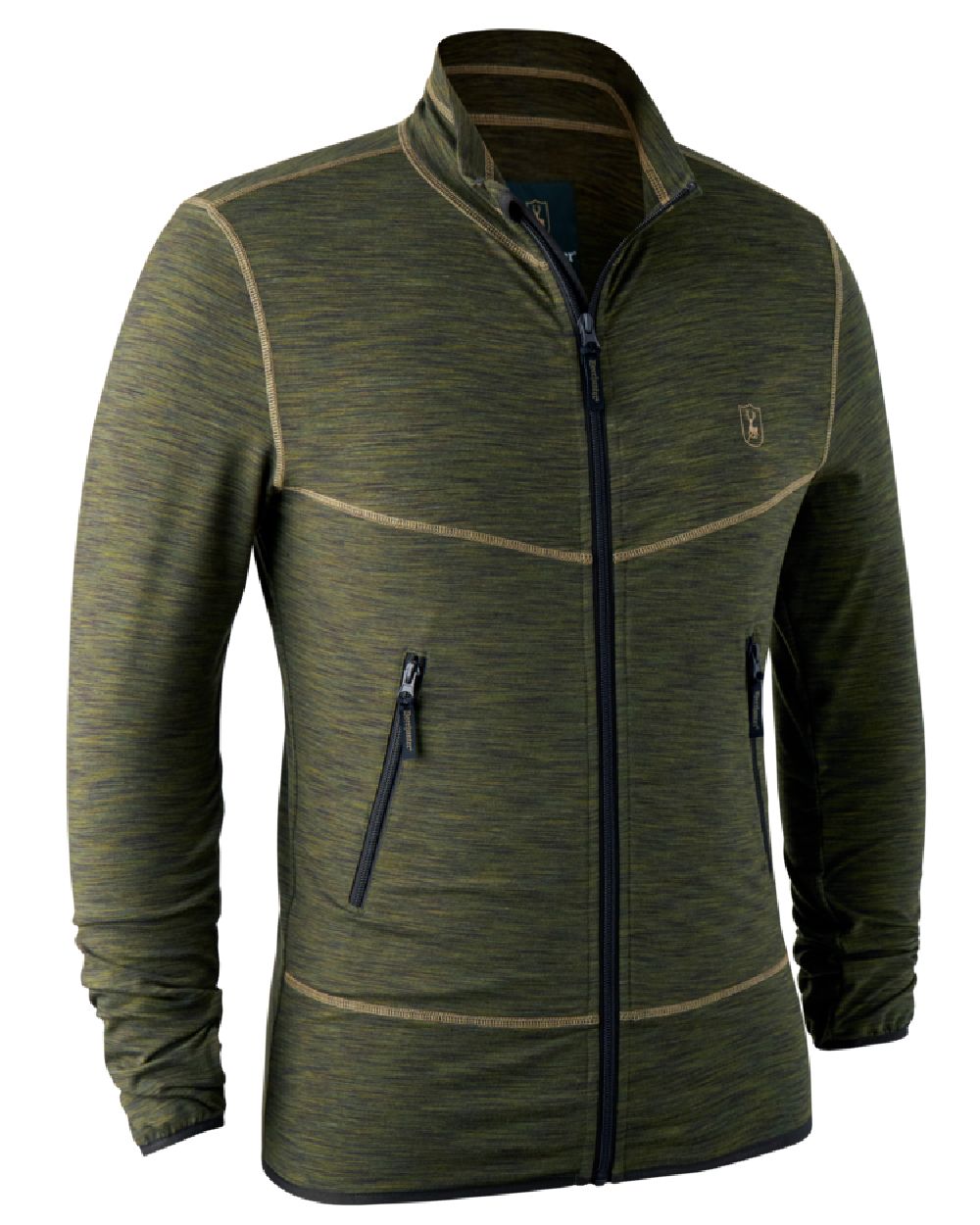 Green Melange coloured Deerhunter Norden Fleece Jacket on white background
