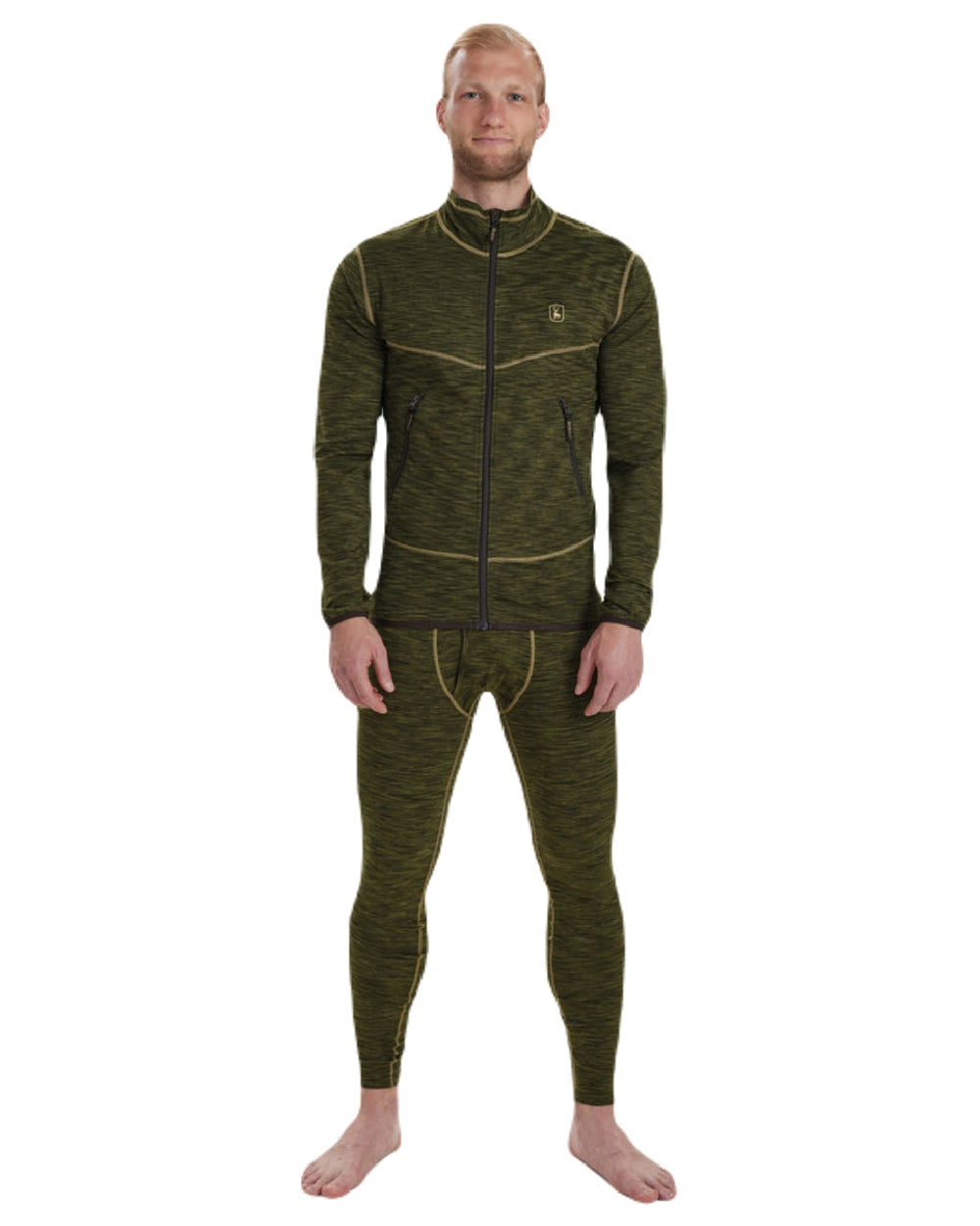 Green Melange coloured Deerhunter Norden Fleece Jacket on white background