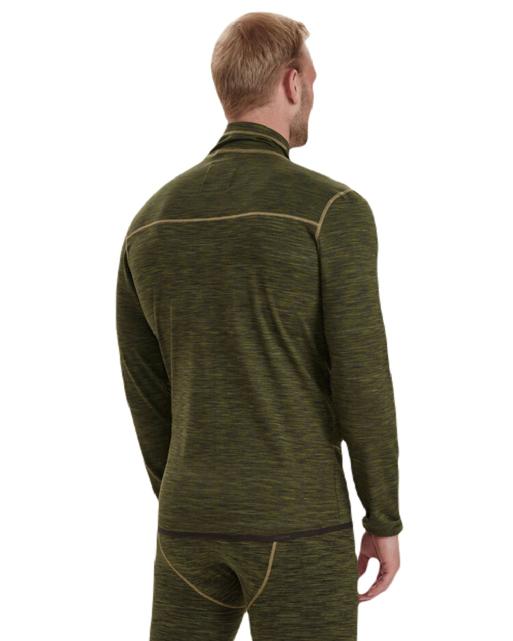 Green Melange coloured Deerhunter Norden Fleece Jacket on white background