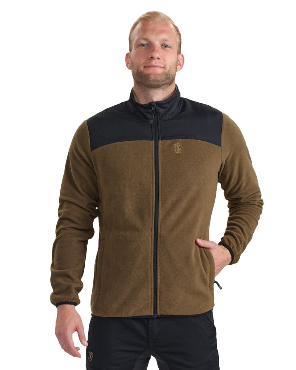 Hickory coloured Deerhunter Northward Fleece Jacket on white background