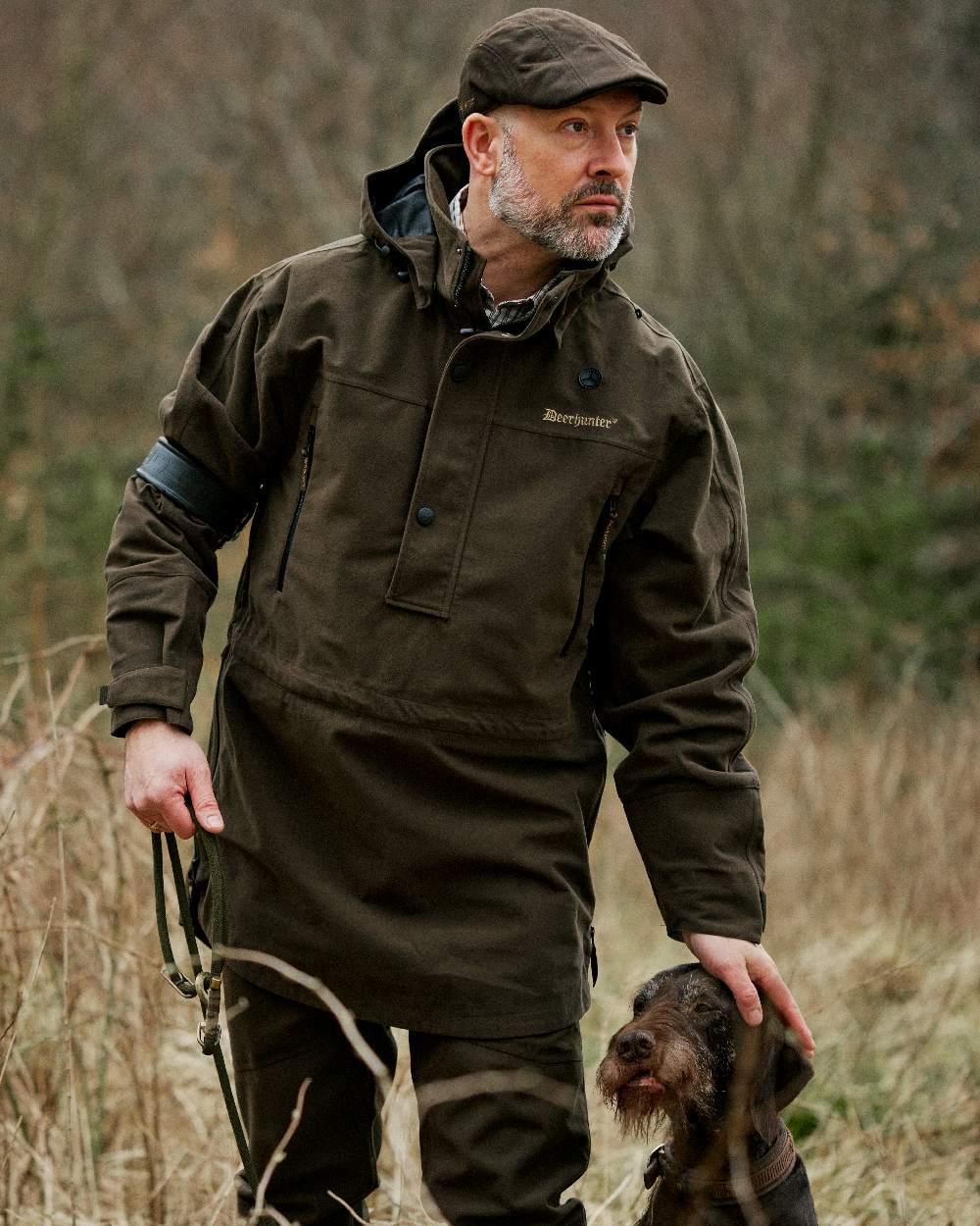 Peat Coloured Deerhunter PRO Gamekeeper Smock on forest background