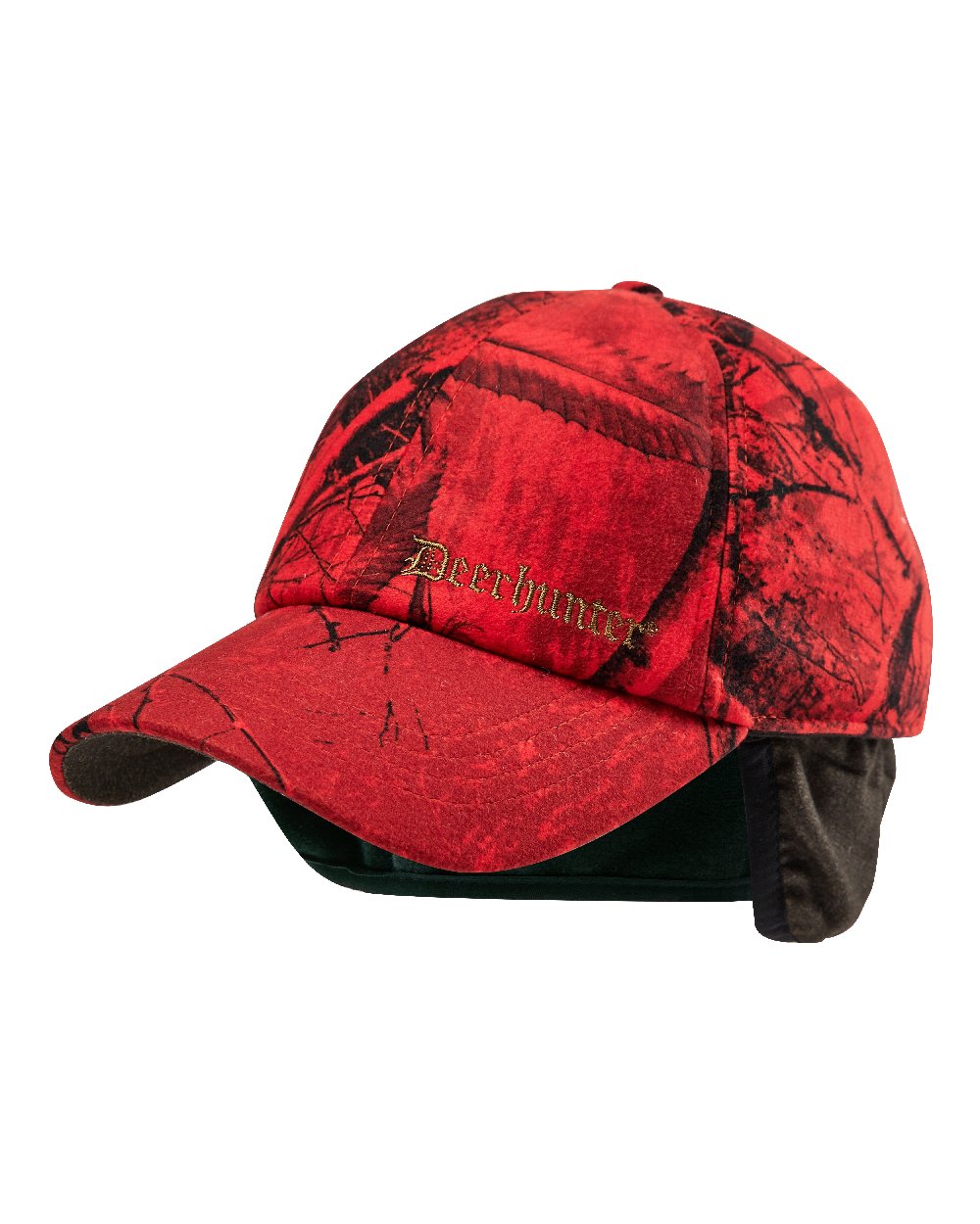 Realtree Edge Red coloured Deerhunter Ram Arctic Cap on white background