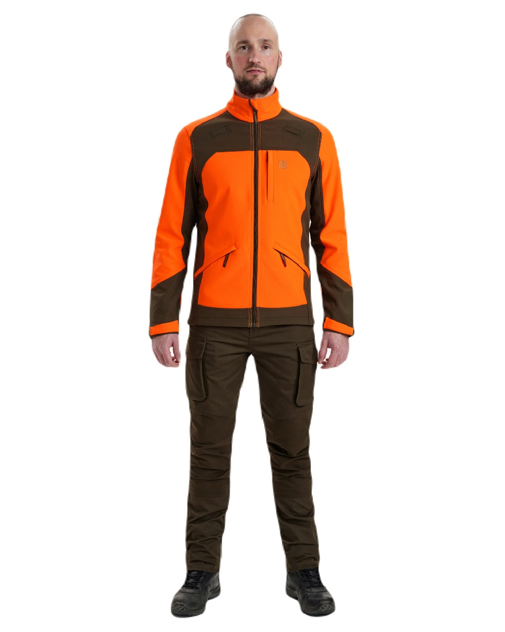 Orange coloured Deerhunter Rogaland Softshell Jacket on white background