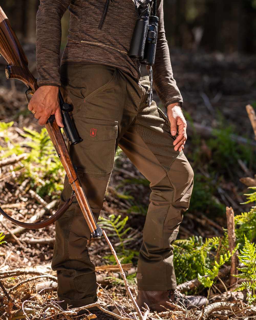 Adventure Green Coloured Deerhunter Rogaland Stretch Trousers on forest background