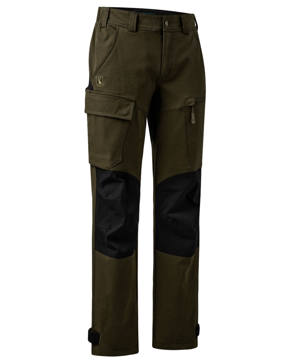 Fallen Leaf Black coloured Deerhunter Sarek Full Stretch Trousers on white background