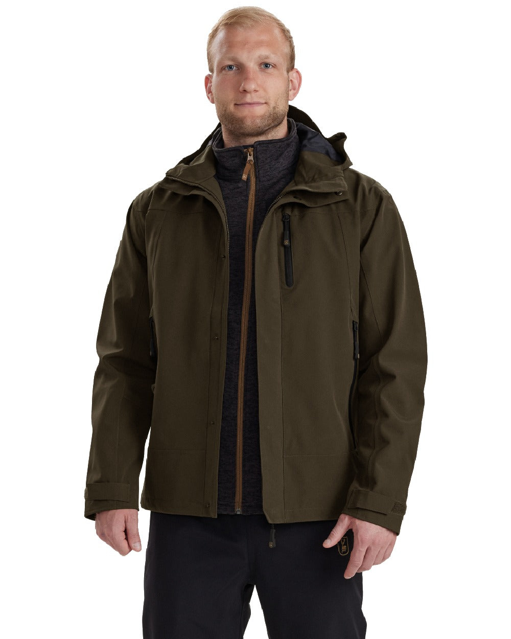 Fallen Leaf coloured Deerhunter Sarek Shell Jacket With Hood on white background