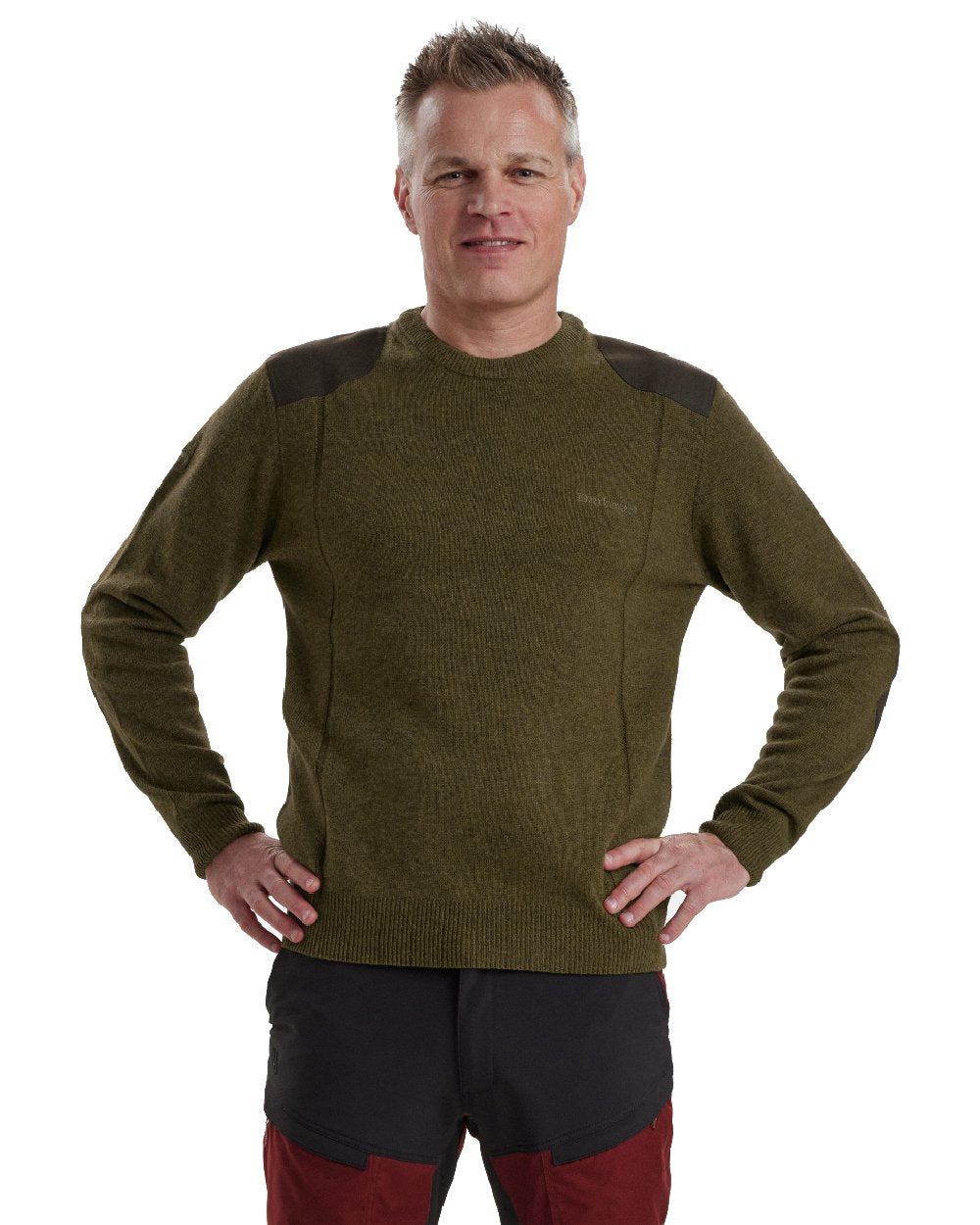 Cypress coloured Deerhunter Sheffield O-Neck Sweater on white background