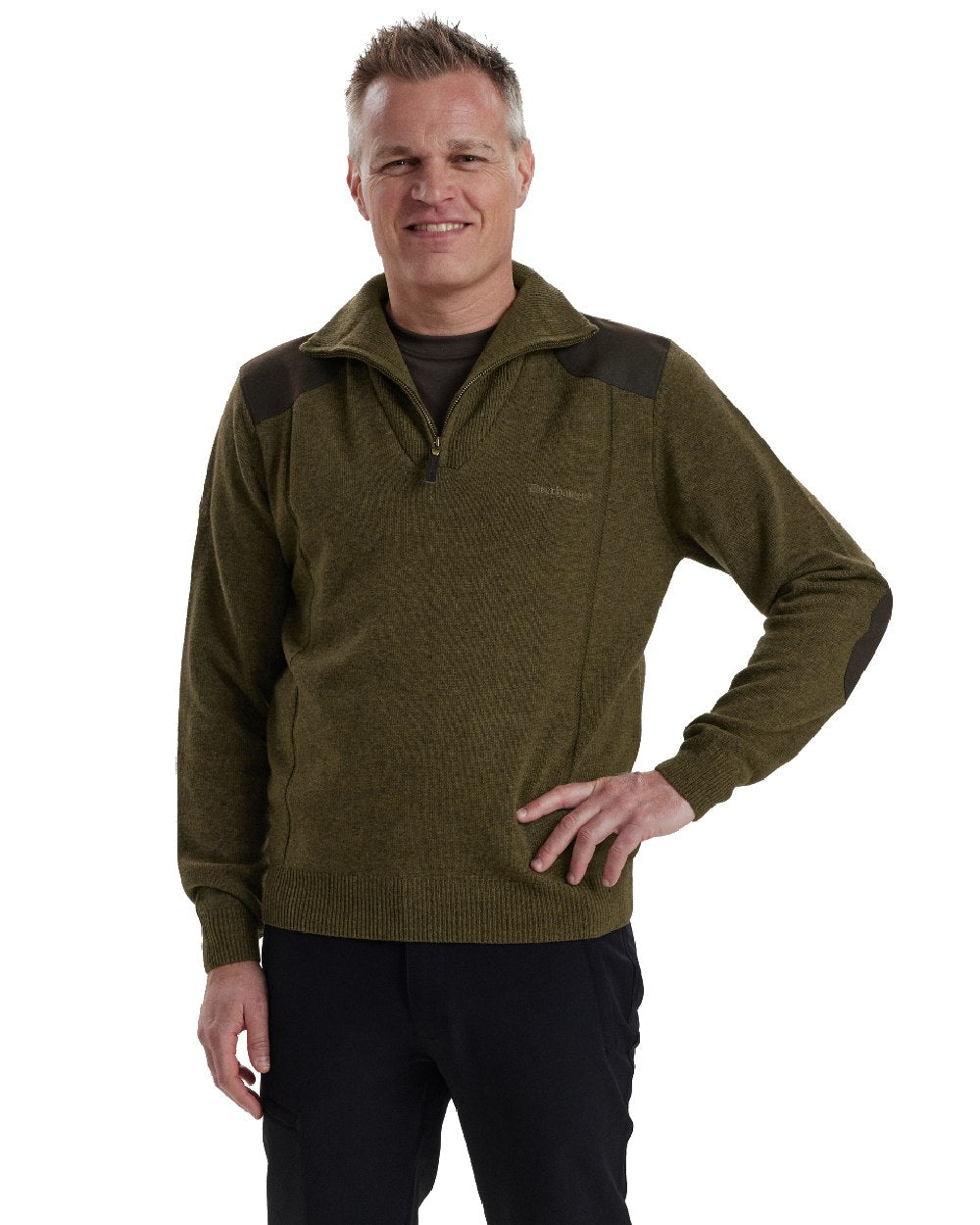 Cypess coloured Deerhunter Sheffield Zip Neck Sweater on white background