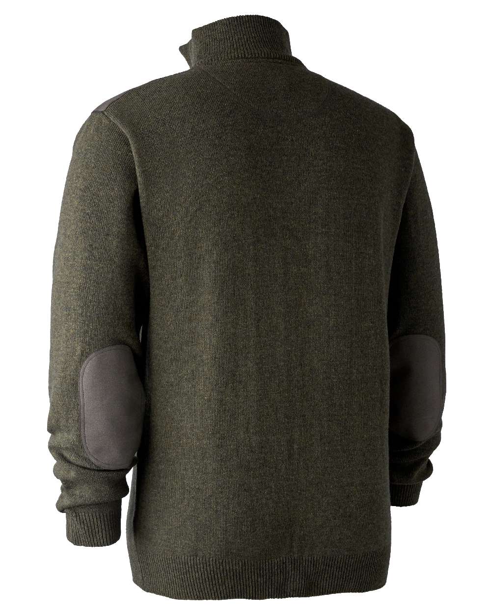 Green Melange coloured Deerhunter Sheffield Zip Neck Sweater on white background