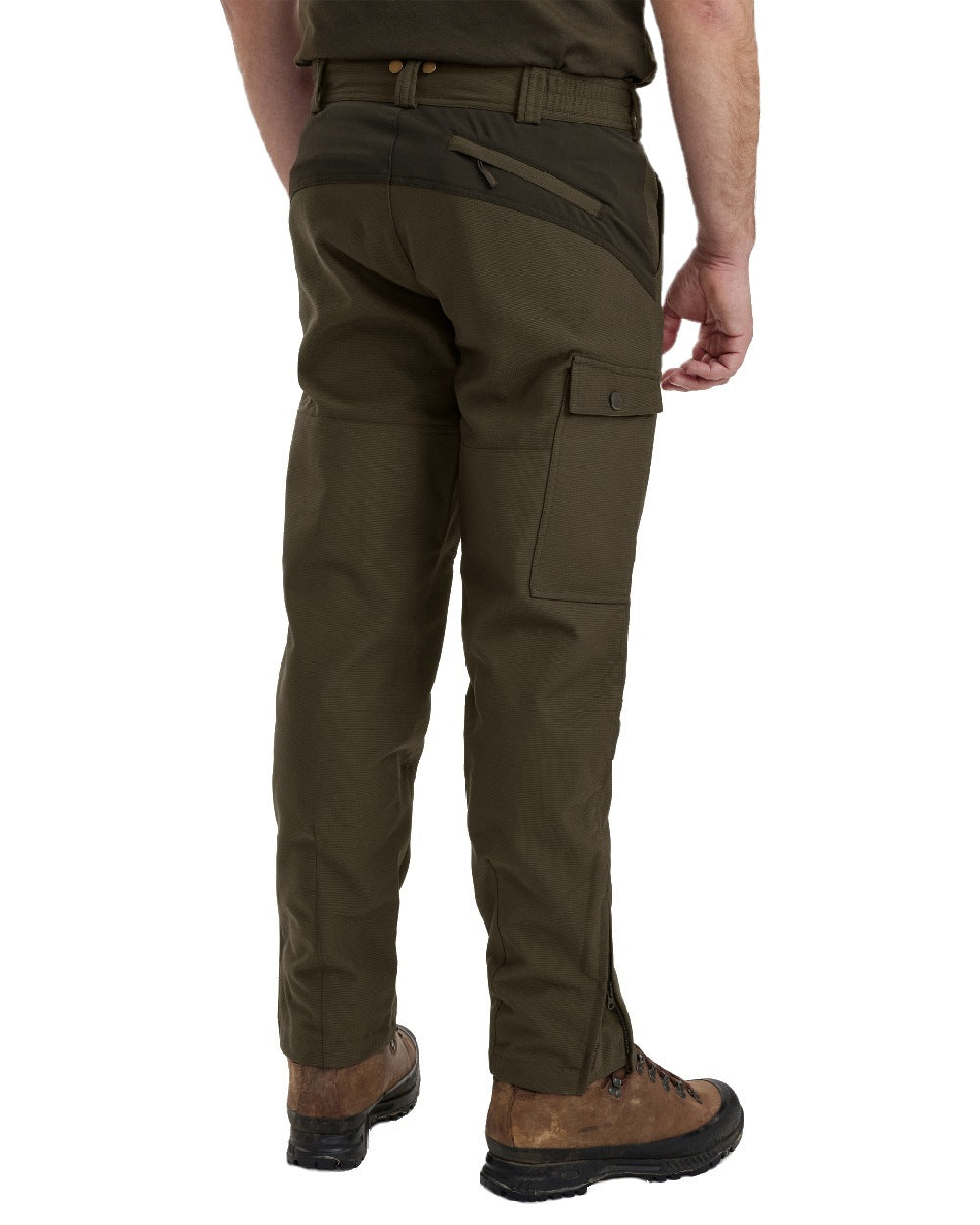 Palm Green coloured Deerhunter Strike Extreme Boot Trousers on white background