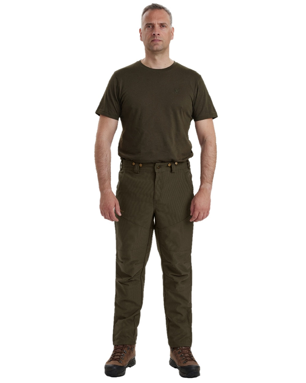 Palm Green coloured Deerhunter Strike Extreme Boot Trousers on white background