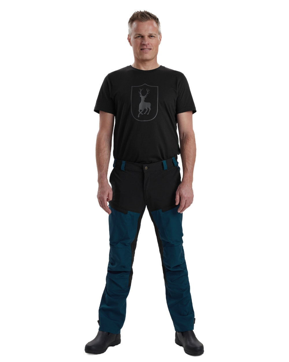 Pacific Blue coloured Deerhunter Strike Trousers on white background