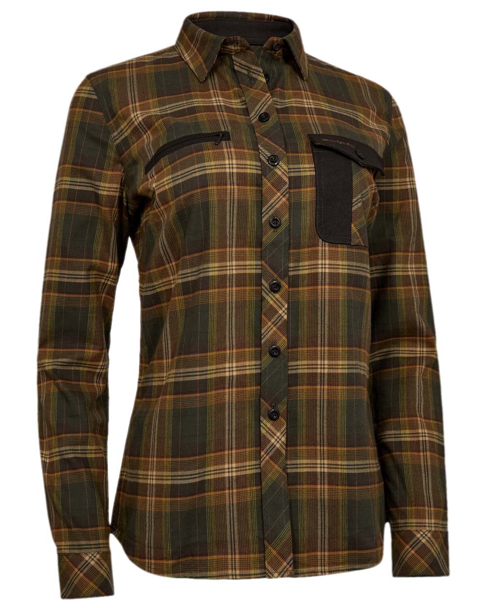 Green Check Coloured Deerhunter Womens Blair Shirt on white background