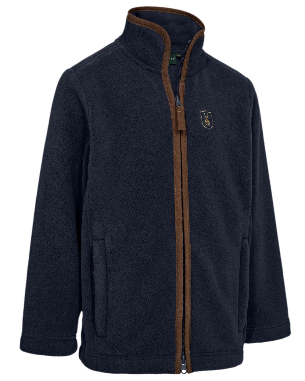 Dark Blue Coloured Deerhunter Youth Cumbria Fleece Jacket on white background