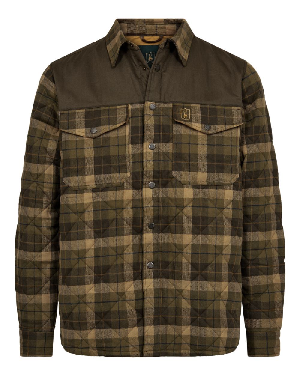 Brown Check Coloured Deerhunter Youth ELBERT Padded Shirt Jacket on White Background