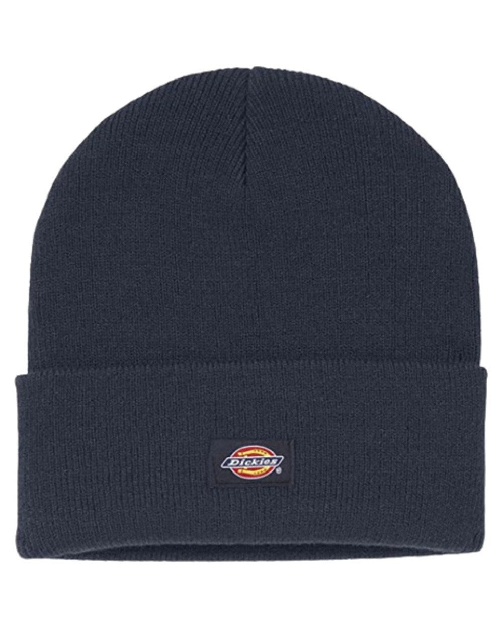 Navy coloured Dickies Acrylic Cuffed Beanie on white background