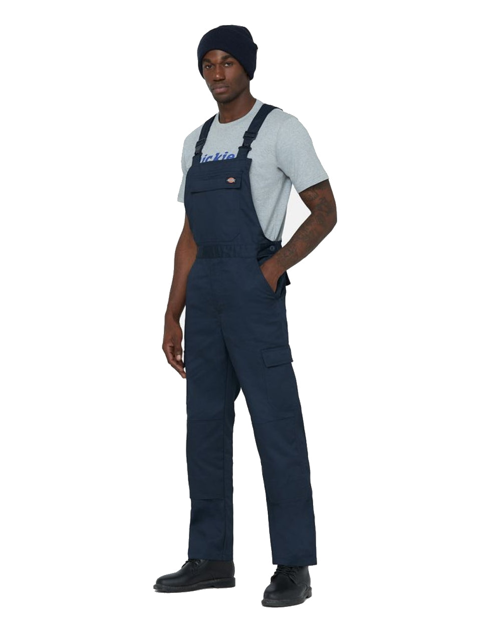 Dark Blue coloured Dickies Everyday Bib and Brace on white background
