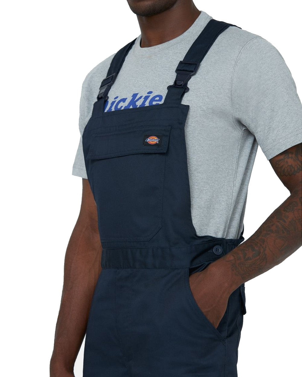 Dark Blue coloured Dickies Everyday Bib and Brace on white background