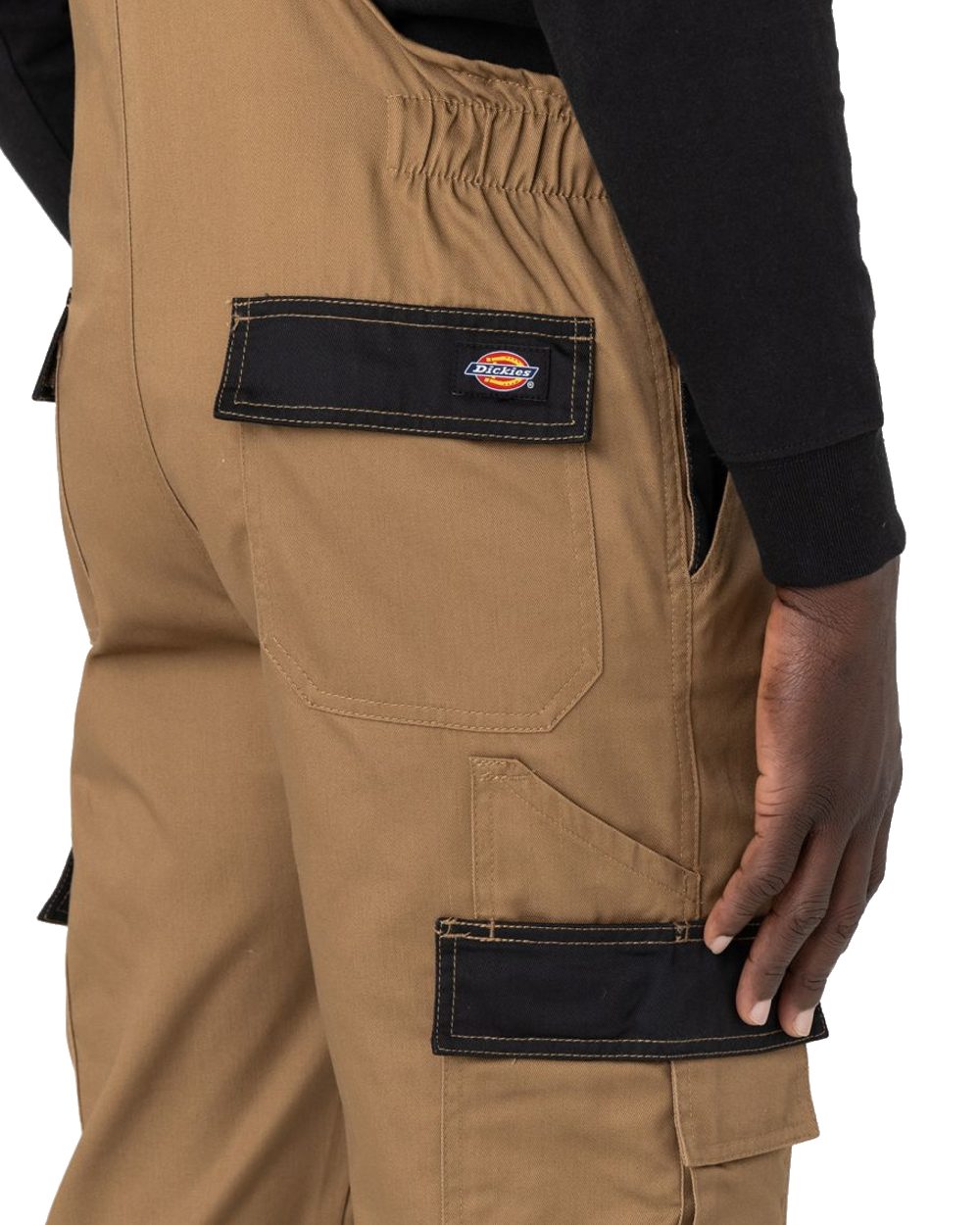 Khaki coloured Dickies Everyday Bib and Brace on white background