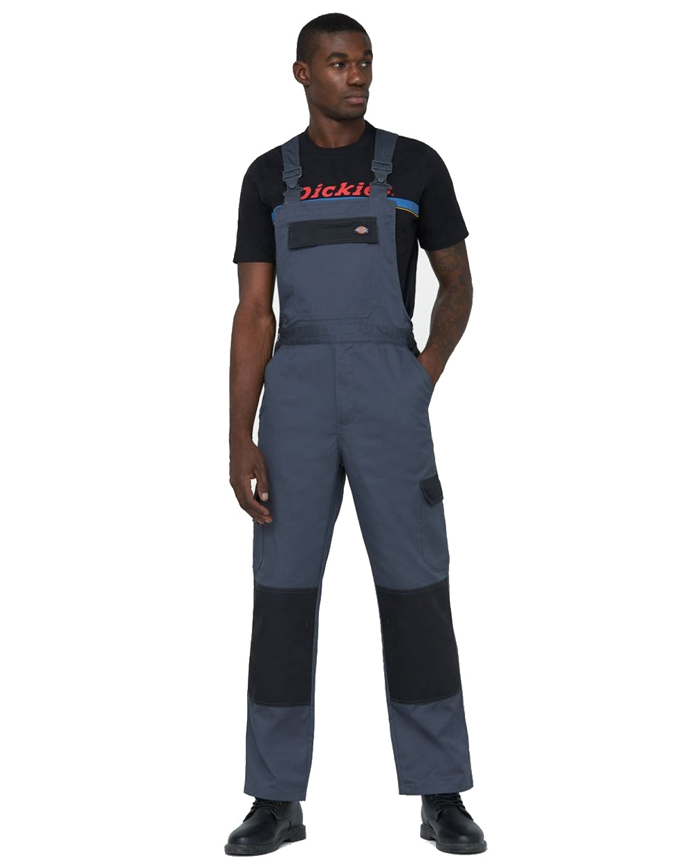 Grey coloured Dickies Everyday Bib and Brace on white background