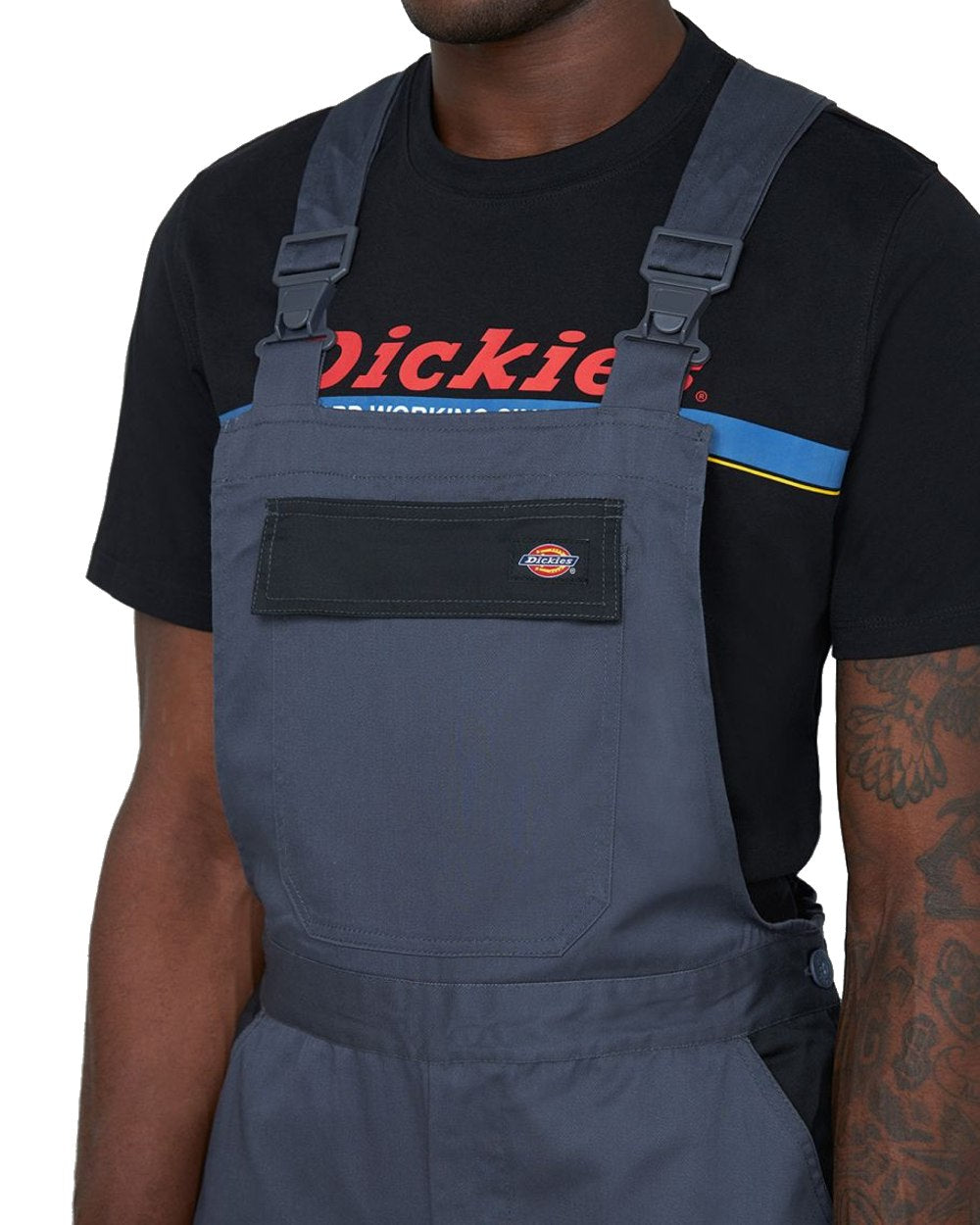 Grey coloured Dickies Everyday Bib and Brace on white background