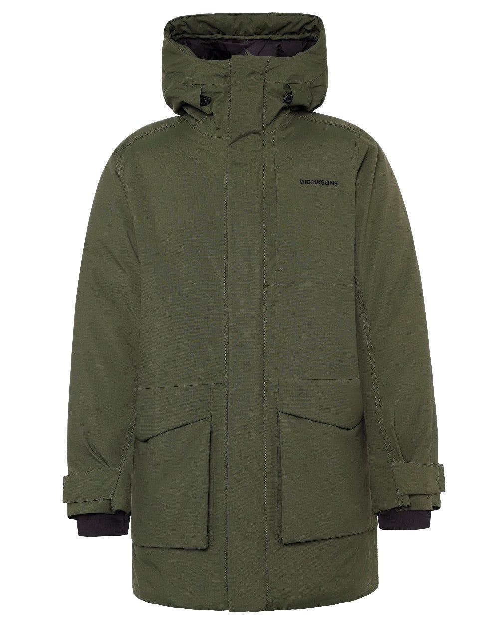 Deep Green coloured Didriksons Akilles Mens Parka 3 on white background