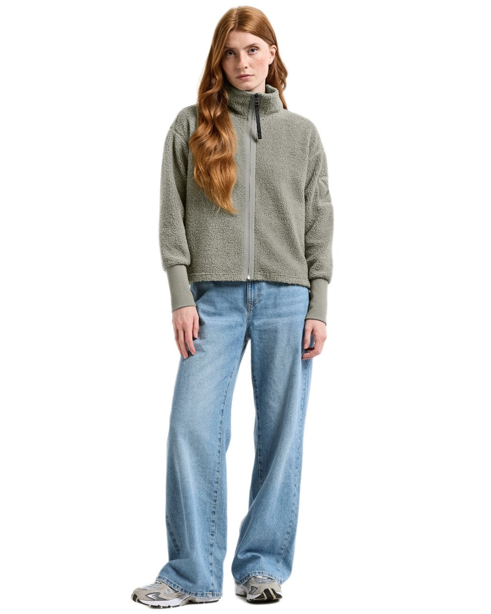 Wilted Leaf coloured Didriksons Full-Zip Fleece Jacket on white background