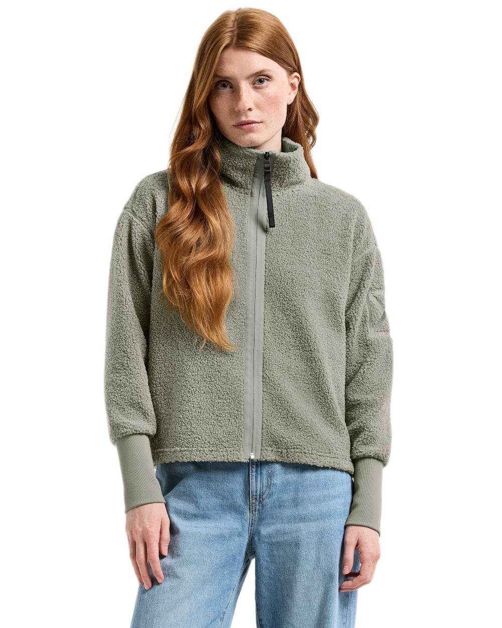 Wilted Leaf coloured Didriksons Full-Zip Fleece Jacket on white background