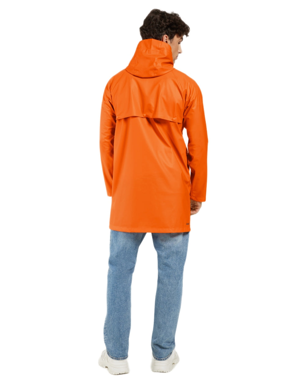 Flame coloured Didriksons Avon Parka on white background