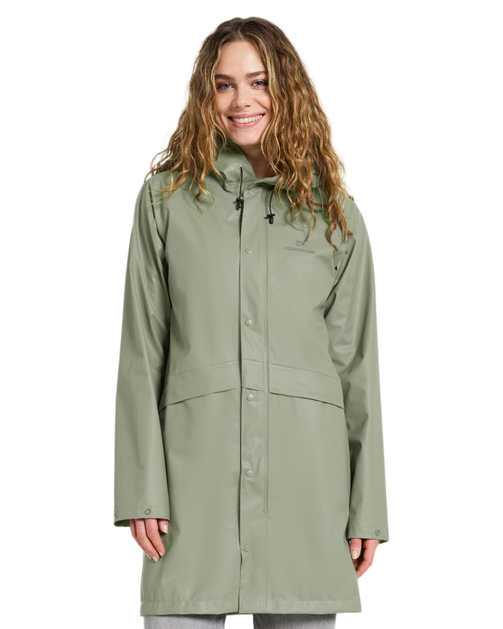 Wilted Leaf coloured Didriksons Avon Parka on white background