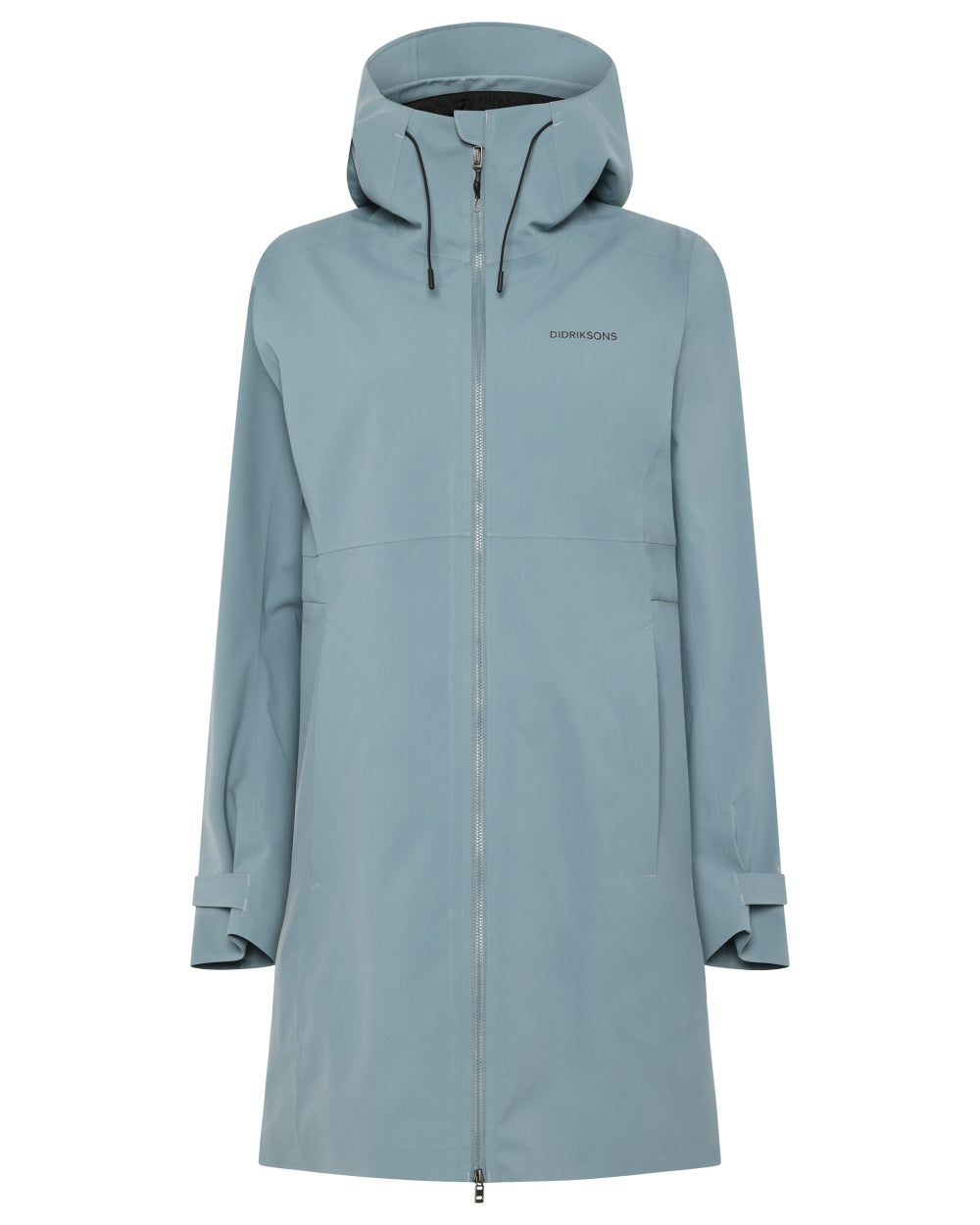 Factory Blue coloured Didriksons Bea Womens Parka 6 on white background