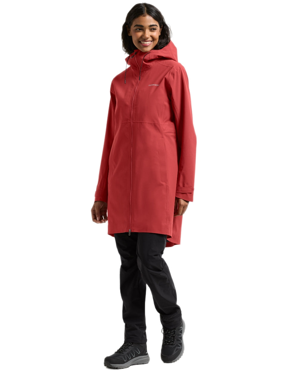 Spring Red coloured Didriksons Bea Womens Parka 6 on white background