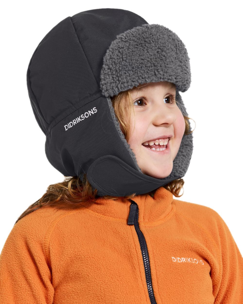 Black Coloured Didriksons Biggles Kids Cap on white background