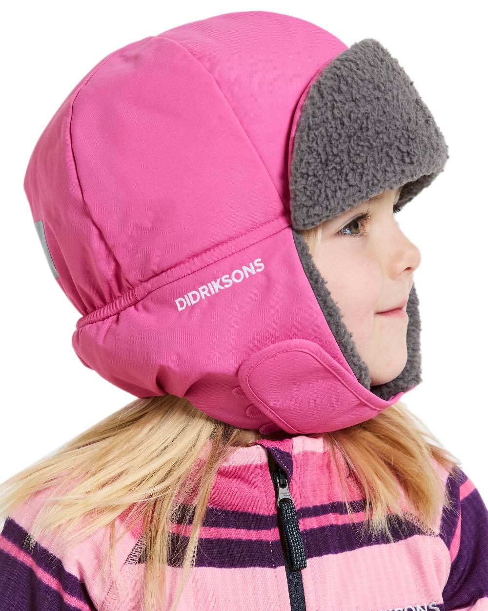 Sweet Pink Coloured Didriksons Biggles Kids Cap on white background