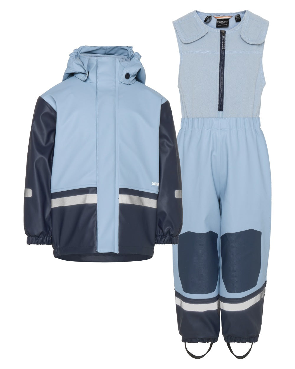 Cloud Blue coloured Didriksons Boardman Kids Rain Set on white background