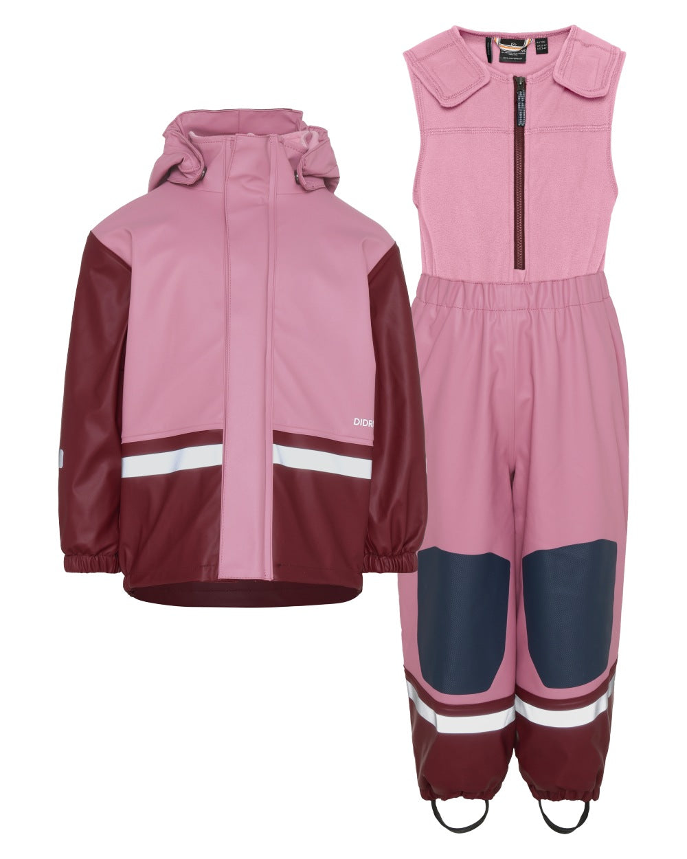 Heather Pink coloured Didriksons Boardman Kids Rain Set on white background