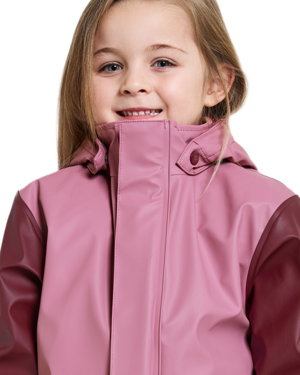 Heather Pink coloured Didriksons Boardman Kids Rain Set on white background