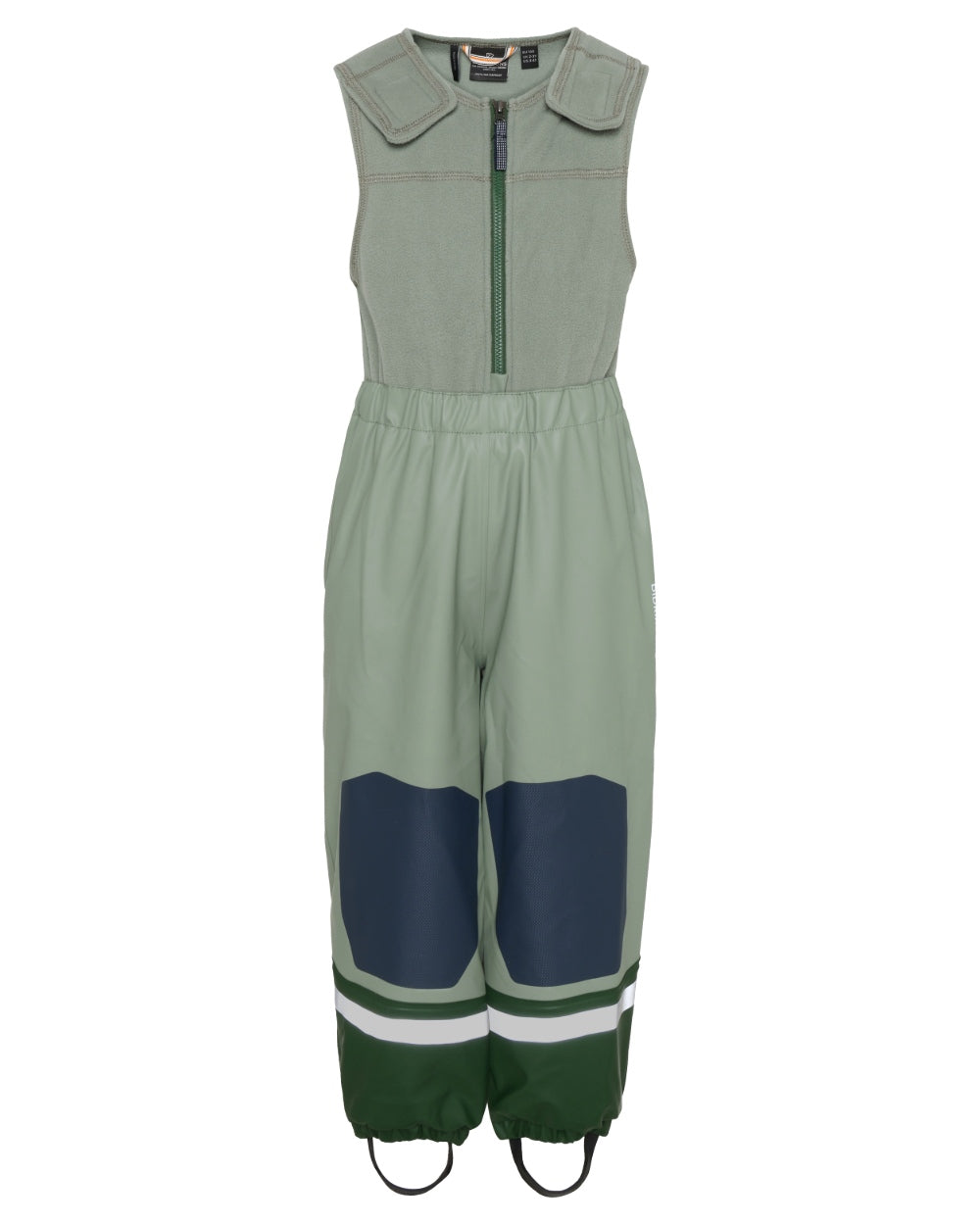 Light Moss coloured Didriksons Boardman Kids Rain Set on white background